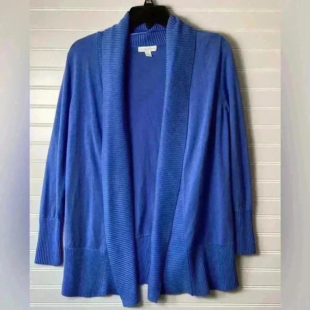 Charter Club Blue  Open Cardigan Long sleeve Size XS Soft